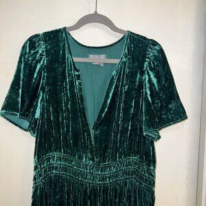 Anthropologie Somerset Maxi Dress Green Velvet